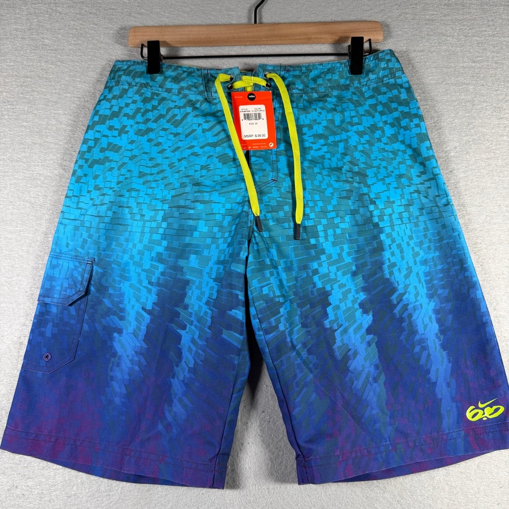 Nike 6.0 Boys Size 20 Board Shorts Blue Purple Geometric Ombre Swim Trunk 975485
